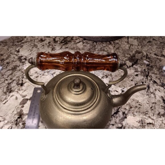 Antique Teapot Very Good Condition W/Gorgeous Handle Unpolished Natural Patina - Picture 15 of 16